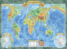 Pasaulio gamtinis žemėlapis. 88x60 cm