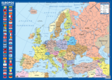 Europos politinis žemėlapis. 59x44 cm, laminuotas