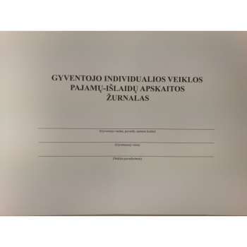 Gyventojo individualios veiklos pajamų - išlaidų apskaitos žurnalas A4, 24 lapai