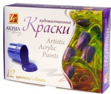 Akriliniai dažai „Artistic acrylic paints“ LUČ, 12 spalvų. 15 ml