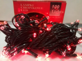 Eglutės girlianda 100 LED lempučių raudonos