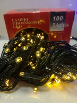 Eglutės girlianda 100 LED lempučių geltonos