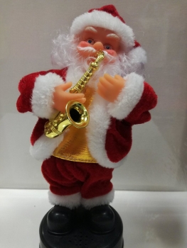 Kalėdų senis 27cm su saksofonu grojantis