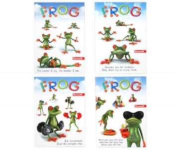 Sąsiuvinis A5 96 lapų linija matiniu laminuotu kietu viršeliu, frog