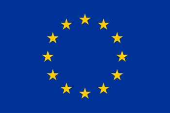 Vėliava Europos Sąjungos spausta šilkografija 100x170 cm dėžutėje stiebinė