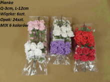 Dekoratyvinės rožytės 6vnt. violetinės, baltos, raudonos