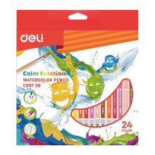 Spalvoti akvareliniai trikampiai 24 spalvų pieštukai +teptukas Color Emotion Deli
