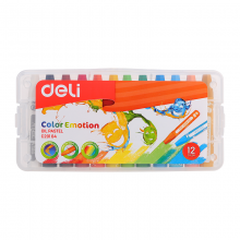 Aliejinės pastelės 12 spalvų plastikiniame penale Color Emotion Deli