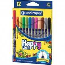 Flomasteriai HAPPY LINER, 12 spalvų, Centropen