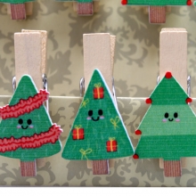 Mediniai segtukai su kalėdine eglute, 10 vnt
