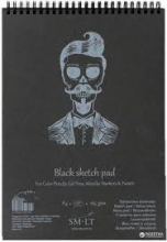 Bloknotas eskizams Authentic A4 30 juodo popieriaus lapų 165gsm su spirale ir kieta nugarėle