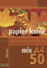 Kartonas spalvotas KRESKA A4 160g., 50 lapų, MIX 5x10 lapų ryškių spalvų