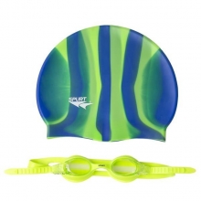 Plaukimo akiniai SPURT SIL-20AF + kepuraitė Zebra salotinė-mėlyna