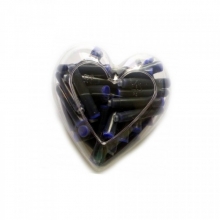 Rašalo kapsulės trumpos mėlynos spalvos 50 vnt indelyje širdies formos CRESCO