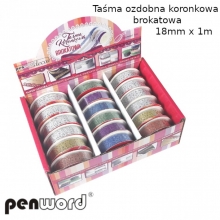 Dekoratyvinė plastikinė lipni juostelė 18mm, 1m GLITTER PENWORD