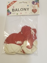 Balionai su širdutėmis raudoni-balti 10vnt