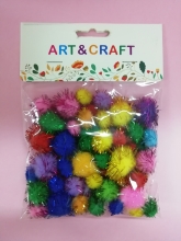 Pomponai dekoracijoms su blizgučiais 12x17cm įvairių spalvų