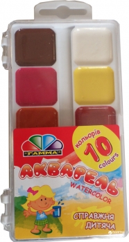 Akvarelė 10 spalvų GAMMA plastikinėje dėžutėje Ukraina