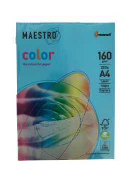 Spalvotas popierius MaestroColor 160 g.250l. A4,mėlynos spalvos