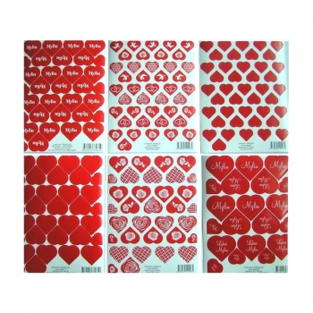 Valentino dienos lipdukai 16x12 Širdelės 12-rūšių