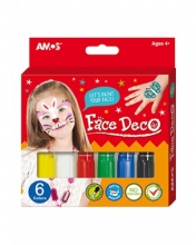 Dekor. dažai veidui AMOS, 6 spalvų, PAPER PACK FD5P6