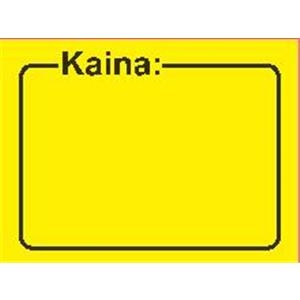 Lipnios etiketes 28x21mm su užrašu KAINA geltonos spalvos