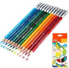 Spalvoti pieštukai akvareliniai trikampiai 12 spalvų ir teptukas Color Emotion Deli