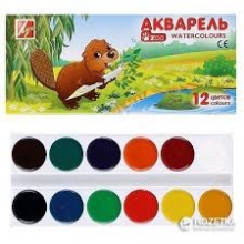 Akvareliniai dažai 12 sp. ZOO LUČ be teptuko