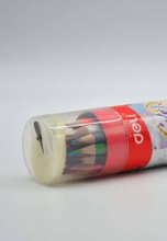 Spalvoti pieštukai 24 vnt. mediniai 2B cilindrinėje plastmasinėje pakuotėje DELI
