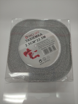 Blizgi juosta auksinės arba sidabrinės spalvos blizgi 2,5cm x 22,5m