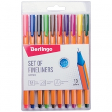 Spalvotų rašiklių rinkinys 10 spalvų 0.4mm Berlingo fineliners