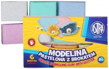 Modelinas pastelėse su blizgučiais 6 įvairių spalvų ASTRA