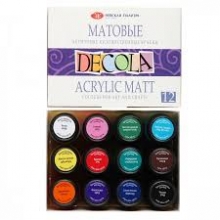 Akriliniai dažai matiniai 12 sp. 20ml. DECOLA
