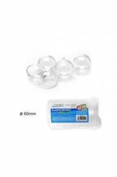 Plastikiniai skaidrūs burbulai 6cm, iš dviejų dalių, 5vnt.