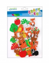 Dekoratyviniai lipdukai iš putgumės Miško žvėrialiai, 19 vnt. CRAFT-FUN