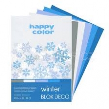 Kartonas A4 20 lapų 170gr. baltos, mėlynos, pilkos sp. rink. Deco Winter Happy Color