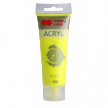 Akriliniai dažai Happy Color 75ml FLUO geltonas Nr.101