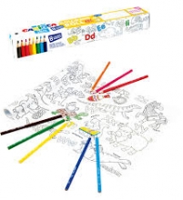 Spalvoti pieštukai, 8 vnt., CARIOCA ABC ir spalvinimo ritinėlis, 200 x 30 cm