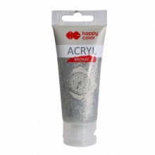 Akriliniai dažai Happy Color 60 ml Brokat sidabrinis su blizgučiais