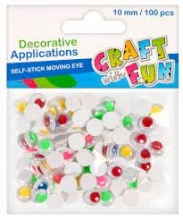 Akytės judančios 10mm, 100 vnt CRAFT-FUN