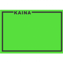 Lipnios etiketės su užrašu KAINA 25x36, žalios spalvos,1000 etik.