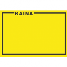 Lipnios etiketės su užrašu KAINA 25x36, geltonos spalvos, 1000 etik.