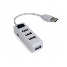 Adapteris USB 2.0 4 portų baltos spalvos su jungikliu