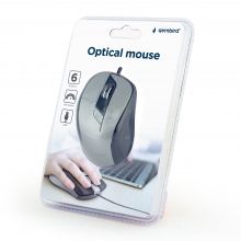 Optinė pelė Gembird MUS-6B-01-BG USB juoda pilka