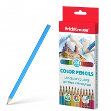 Spalvoti tribriauniai pieštukai, ErichKrause, storis 3mm, 24 spalvos