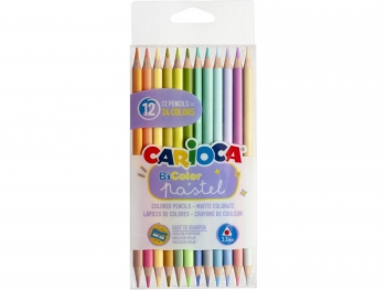 Pieštukai spalvoti dvipusiai CARIOCA Pastel, 12 vnt.