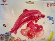 Balionai rožinės sp. delfinas+širdutės