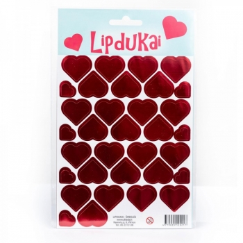 Valentino dienos lipdukai 16x12 blizgančios širdelės 2-jų rušių