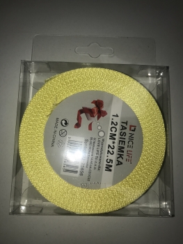 Atlasinė juostelė 12mm x 22,5m ryškiai geltonos sp.