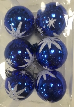 Burbulai kalėdiniai mėlynos spalvos 6 vnt